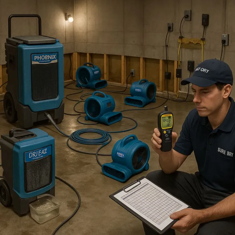 Structural Drying and Dehumidification process in Wesley Chapel, NC